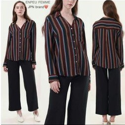 Unpeu Femme kemeja wanita garis garis multicolor