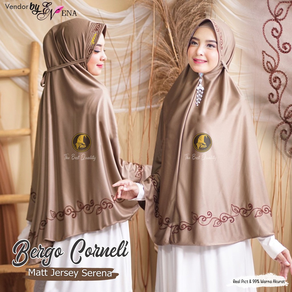 Bergo Maryam Jumbo Instan Jersey Jumbo ena  /Jilbab Bergo Corneli Instan Tali Belakang(bergo corneli)-1