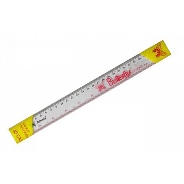 Penggaris Butterfly ATK Ecer Grosir Glass Ruler 30 cm Alat Tulis Sekolah