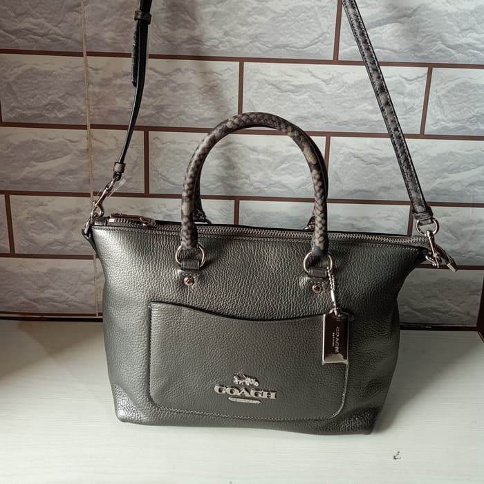 TAS WANITA COACH ORIGINAL - COACH EMMA SATCHEL MINI GUNMETAL
