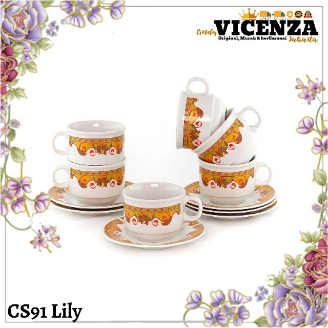 [ORIGINAL] VICENZA Porcelain Cup & Saucers 12Pcs CS91