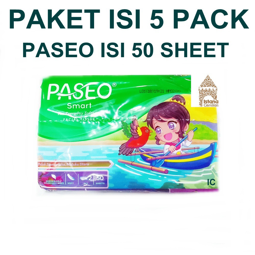 [Paket Isi 5 Pack] Paseo Smart isi 50 Sheet 2Ply Facial Tissue. Tisu Berkualitas