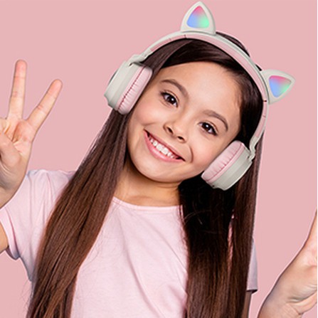 CAT EARS Headphone Wireless Bluetooth P47M / VZV-B39 HEADPHONE BANDO WIRELESS BLUETOOTH RGB LED