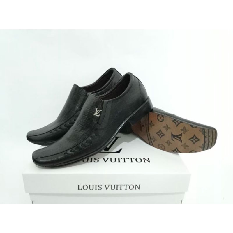 OXFORD LV SEPATU PANTOFEL KULIT ASLI PRIA CASUAL - SEPATU KANTOR KASUAL - PANSUS HITAM LV FLORANCE