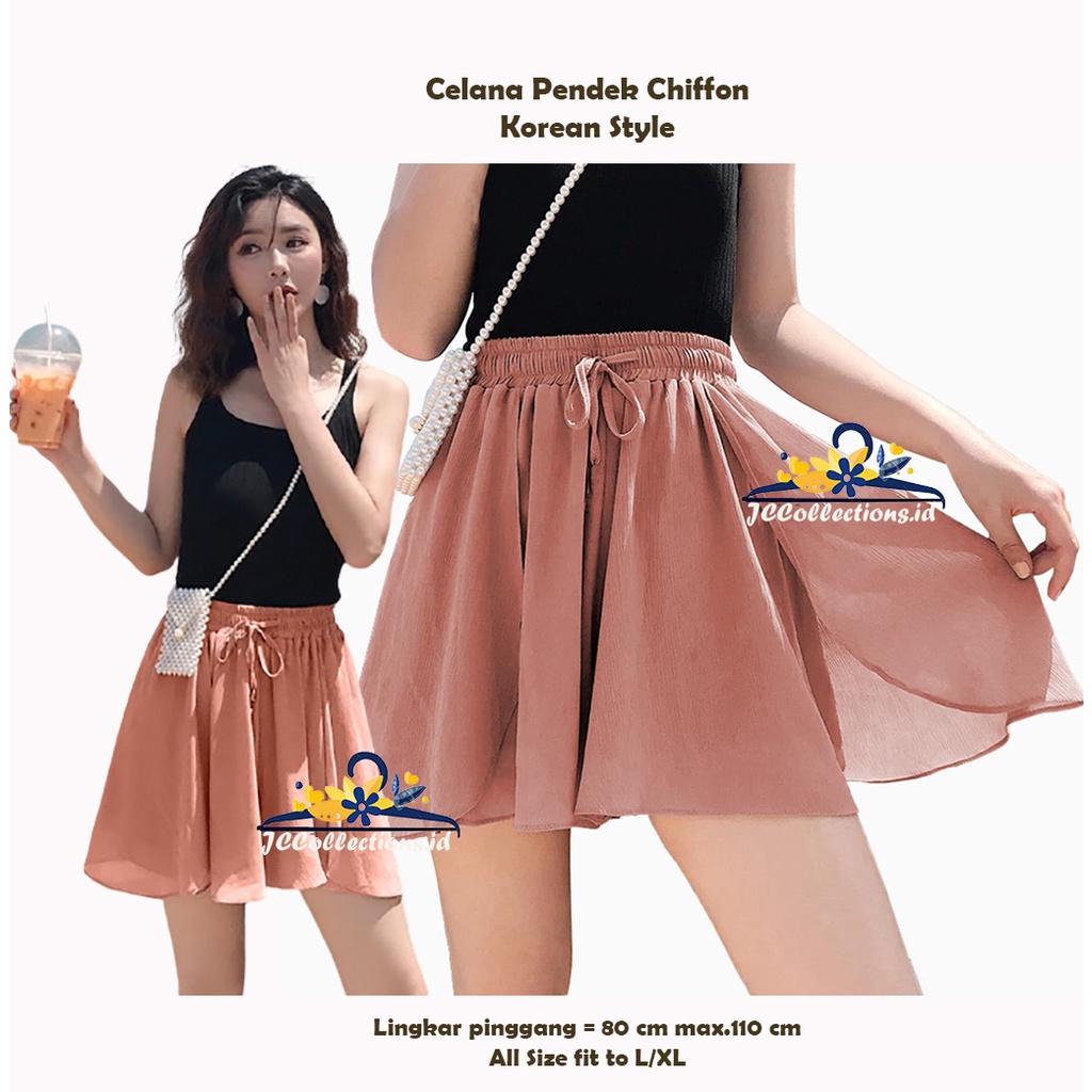 Rocela Rok Celana Pendek Sifon Casual Pants Korea Style Catlyne / Hotpants Korea -JCCollections