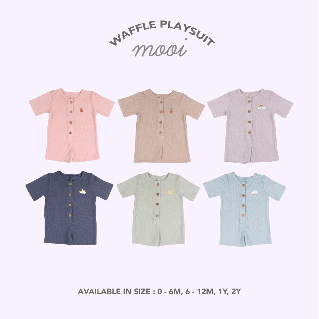 PROMO 7.7 PROMO BAJU LEBARAN MURAH MOOI WAFFLE PLAYSUIT ROMPER ANAK SEGIEMPAT PLAYSUIT PENDEK BAJU ANAK 0 - 2 TAHUN