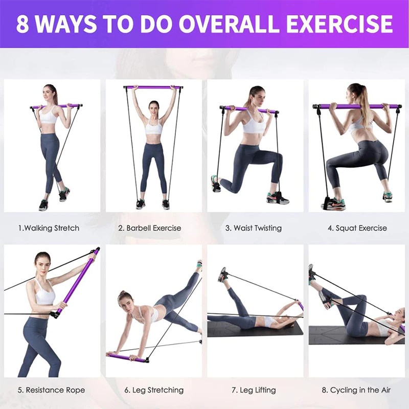 (MAINANKYU) RIDEFORCE Bar Stick Tali Stretching Pilates Tube Yoga Fitness You Can Do It - TP49 - Purple