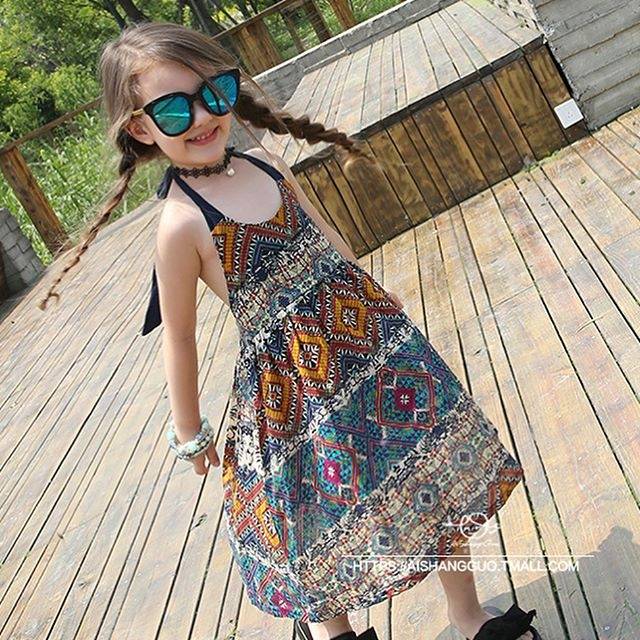 GA2497 CHOCO ETNIC DRESS / dress anak perempuan import korea murah pantai bohemian