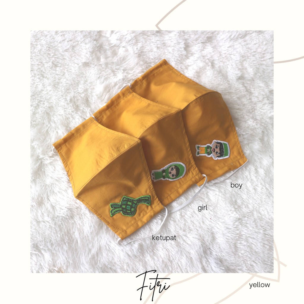 Masker Idul Fitri Lebaran Lucu Raya by Ichigo WARNA YELLOW