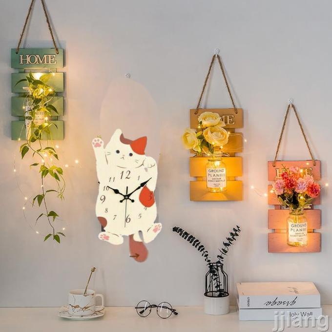 jam dinding pendulum ekor kucing goyang lucu tersedia stok