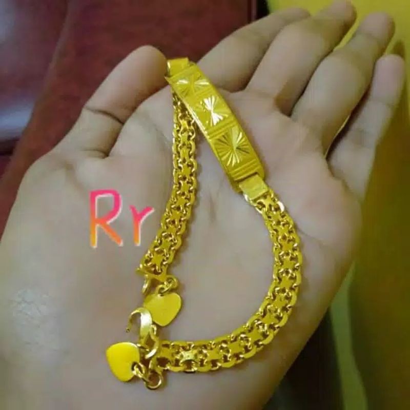 gelang rantai nori plat bambu tembaga murni