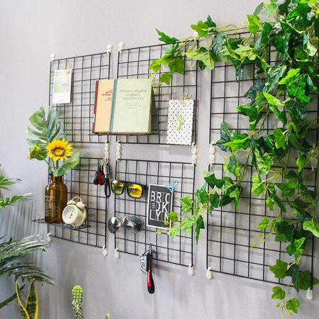 Hijang Segi Wall Grid Wire Mesh Besi Gantung Foto Organizer Dekorasi Dinding dan Tanaman Hias