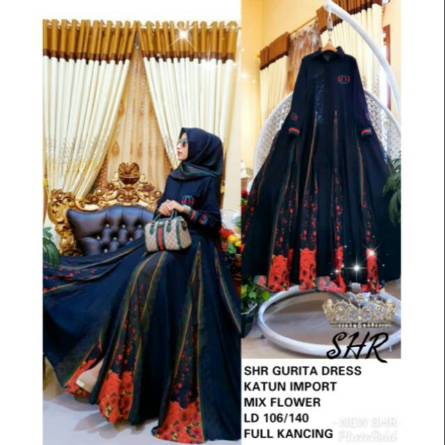 Gamis SHR gurita mix flower/gamis gurita mix flower ori SHR