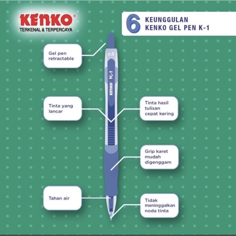 

RK PULPEN GEL KENKO K-1 / GEL PEN KENKO K-1 (1 pak )