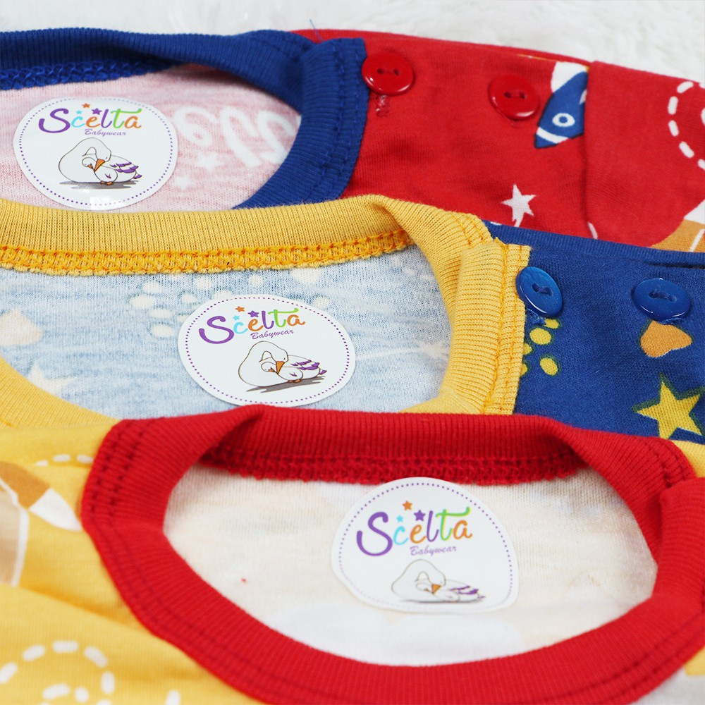 Baju Bayi Lengan Panjang Kancing Pundak Space Bear Katun Scelta Kids Ori