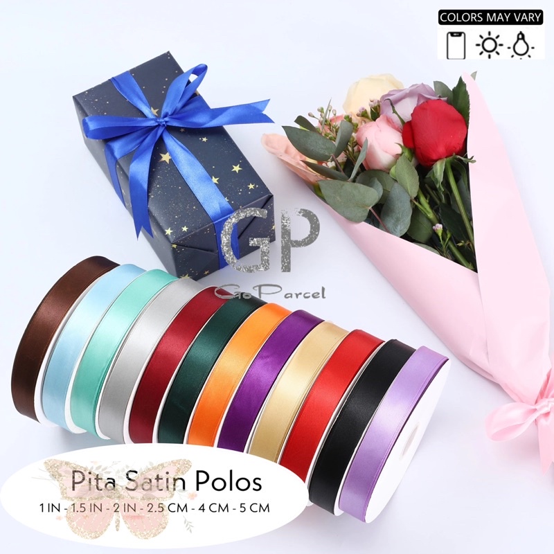 ( Rol 25 Yard ) PITA SATIN 20 MM ( 3/4 IN ) POLOS 0.75 INCH - SATEEN RIBBON - PITA KADO 2 CM