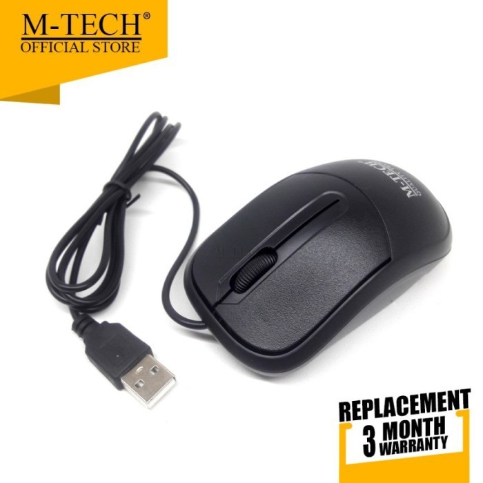 Mouse m-tech wired usb 2.0 standard optical 1000dpi original for laptop pc office mt-129 mt129