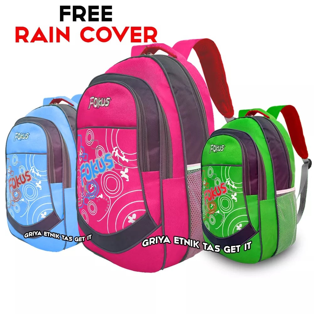 Tas Sekolah Anak Perempuan SMP SD 5 6 Ransel Gendong Punggung Laki Gratis Rain Cover Palvinsa Fokus