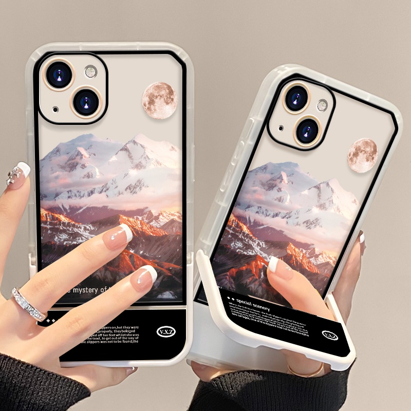 Soft Case Transparan Dengan Bracket Untuk IPhone 11 13 12 Pro MAX X XR XS MAX 8 7 Plus 6 6S