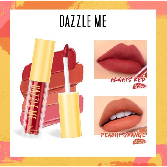 DAZZLE ME Velvet Matte Lip Cream | Vitamin E Waterproof Lipstik Pigmented Tahan Lama