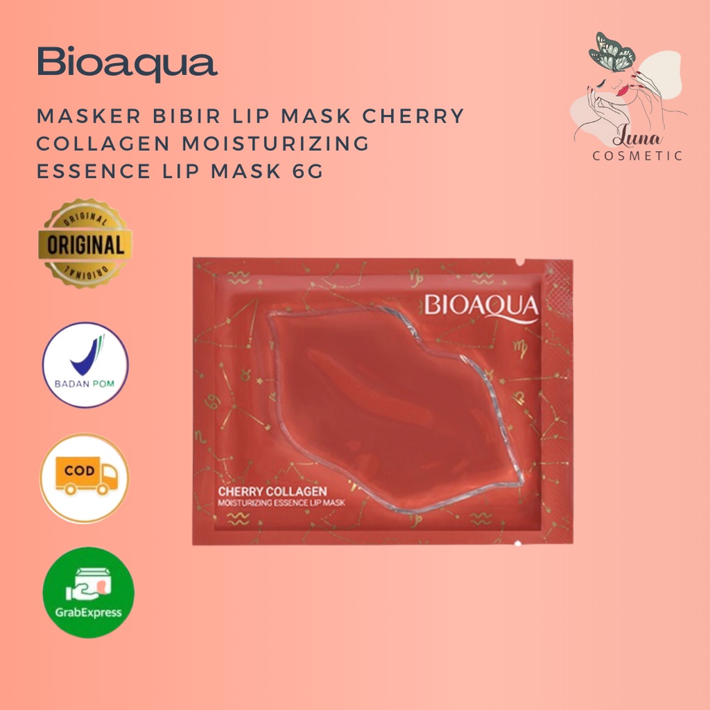 BIOAQUA masker bibir lip mask Cherry collagen Moisturizing Essence Lip Mask 6g/pcs masker perawatan bibir