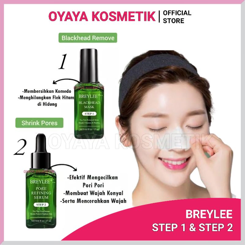 BREYLEE Blackhead Remove Mask Step 1 Angkat Komedo &amp; Step 2 Pore Minimizer Serum Ampuh Mengecilkan Pori 17ml Pembersih Skincare Terbaik Pell Off Free Kertas Berkualitas OYAYA KOSMETIK PEKANBARU RIAU