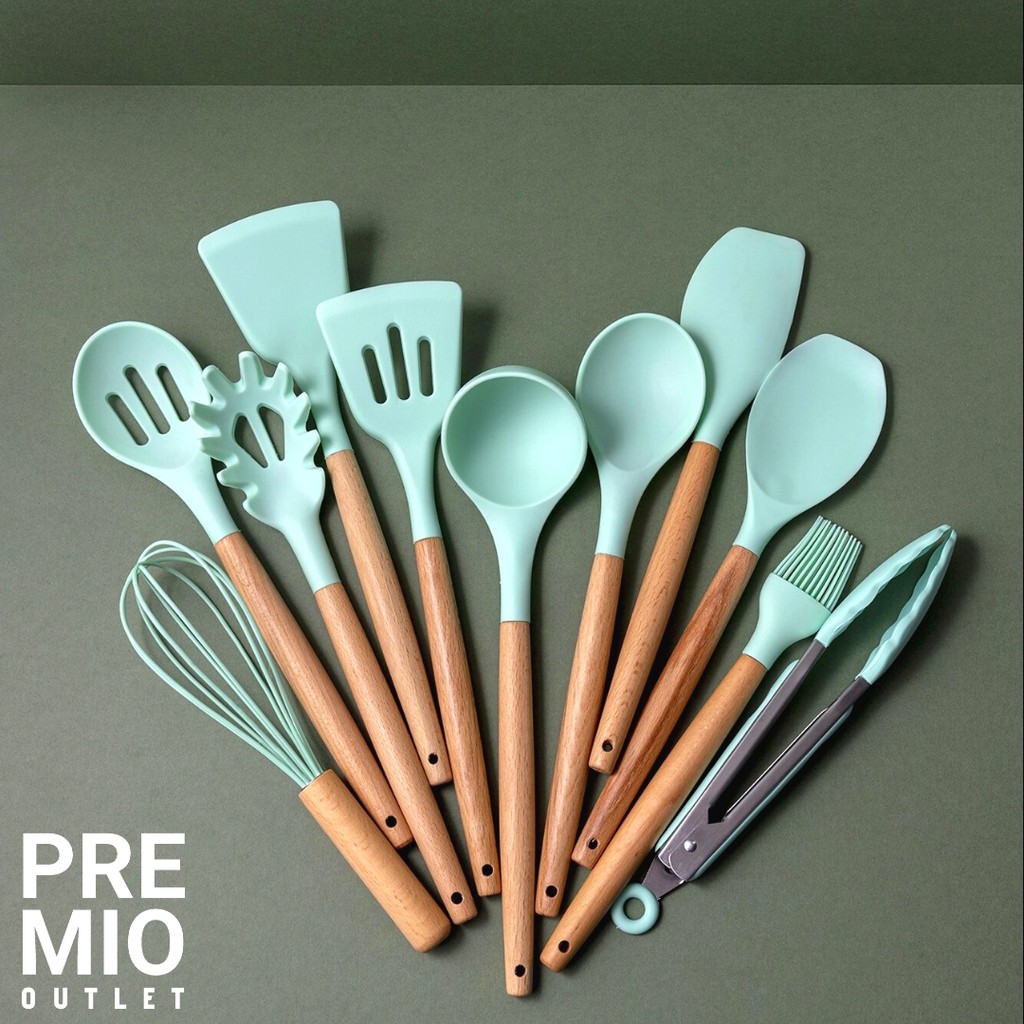 SUTIL SILIKON / SPATULA SILIKON TAHAN PANAS DENGAN GAGANG KAYU PER PCS