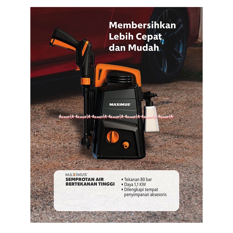 Maximus High Pressure Cleaner M-80 Bar Hitam Alat Semprotan Kuat 80bar Maksimus Untuk Cuci Mobil