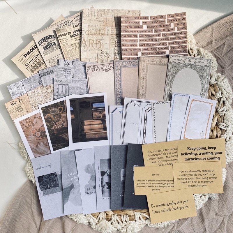 

36 pcs paket jurnal kit versi vintage aesthetic scrapbook penpal diy sticker