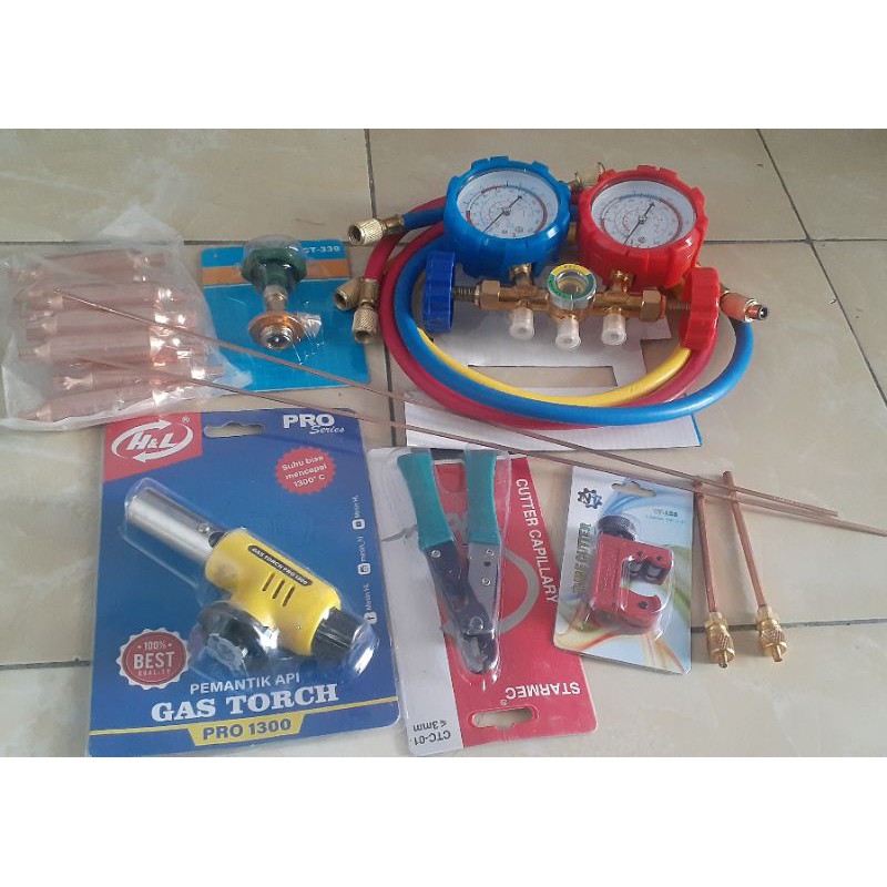paket alat untuk isi freon kulkas lengkap