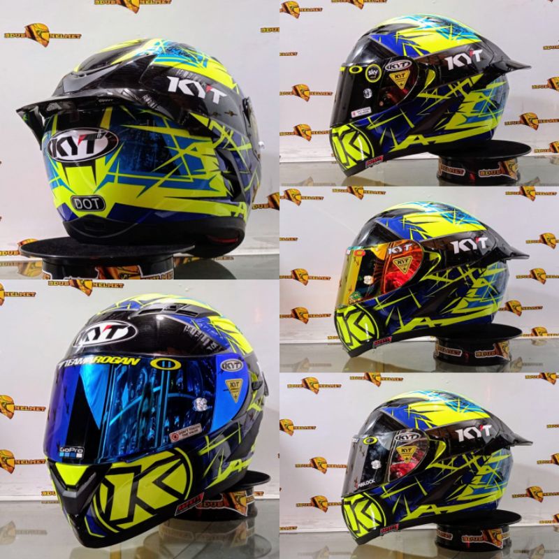HELM FULL FACE KYT FALCON FR SPIKE YELLOW BLUE ORIGINAL/PAKET GANTENG 100%ORIGINAL