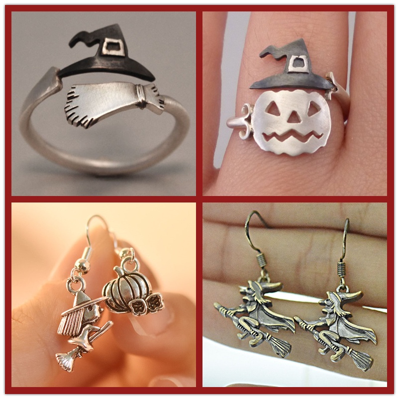 Set Anting Cincin Model Terbuka Untuk Ornamen Halloween