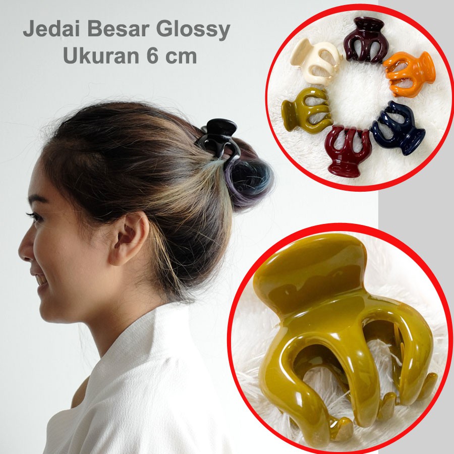 Jepitan Rambut / Jedai Original  Wanita - Jedai Besar Glossy Ukuran 6 cm