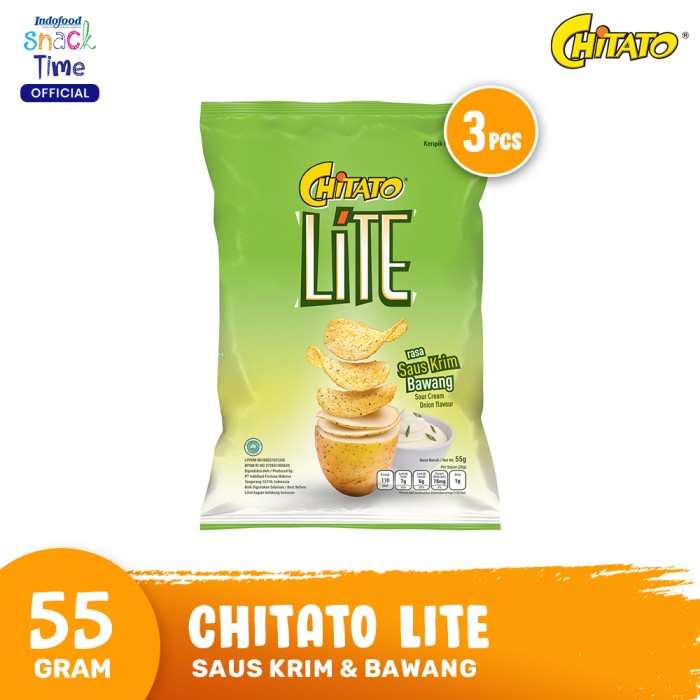 54eh Chitato Lite Saus Krim & Bawang 55 Gr - 3 Pcs 60Jh