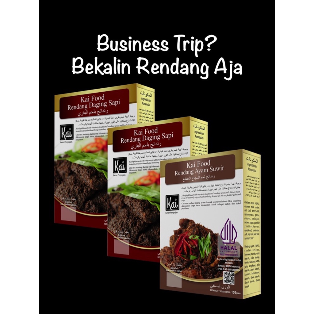 

Trio Hemat 1 RENDANG AYAM SUWIR 2 RENDANG DAGING SAPI Kai Food 450g