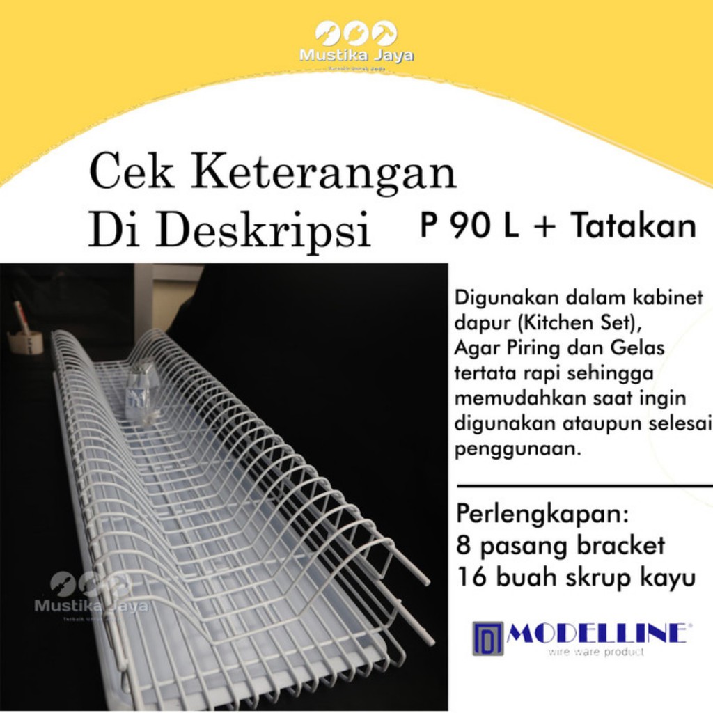 Rak Piring &amp; Gelas Modelline P90L+T dengan Tatakan bukan stainles