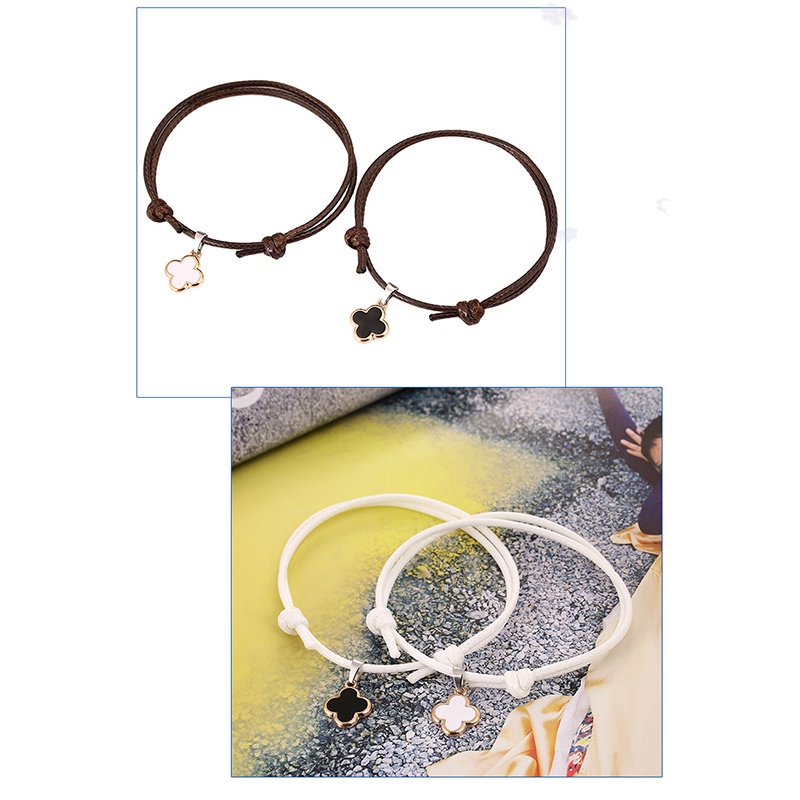 2 Pcs/1 Set Perhiasan Indah Sederhana Gelang Fashion Semanggi Warna Polos Gelang Wanita