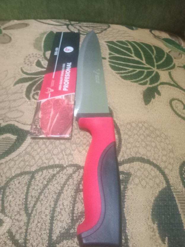 Pisau Dapur Stainless Steel Gagang Lapisan Karet /pisau Daging Profesional Bn