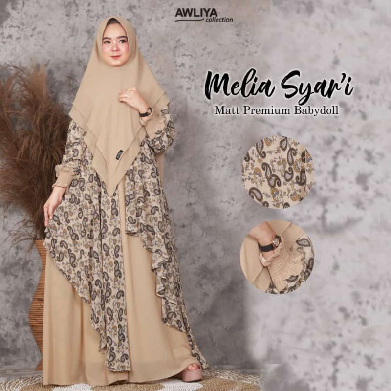 GAMIS SYAR'I MELIA  SET CERUTY BABYDOLL PREMIUM BY AWLIYA