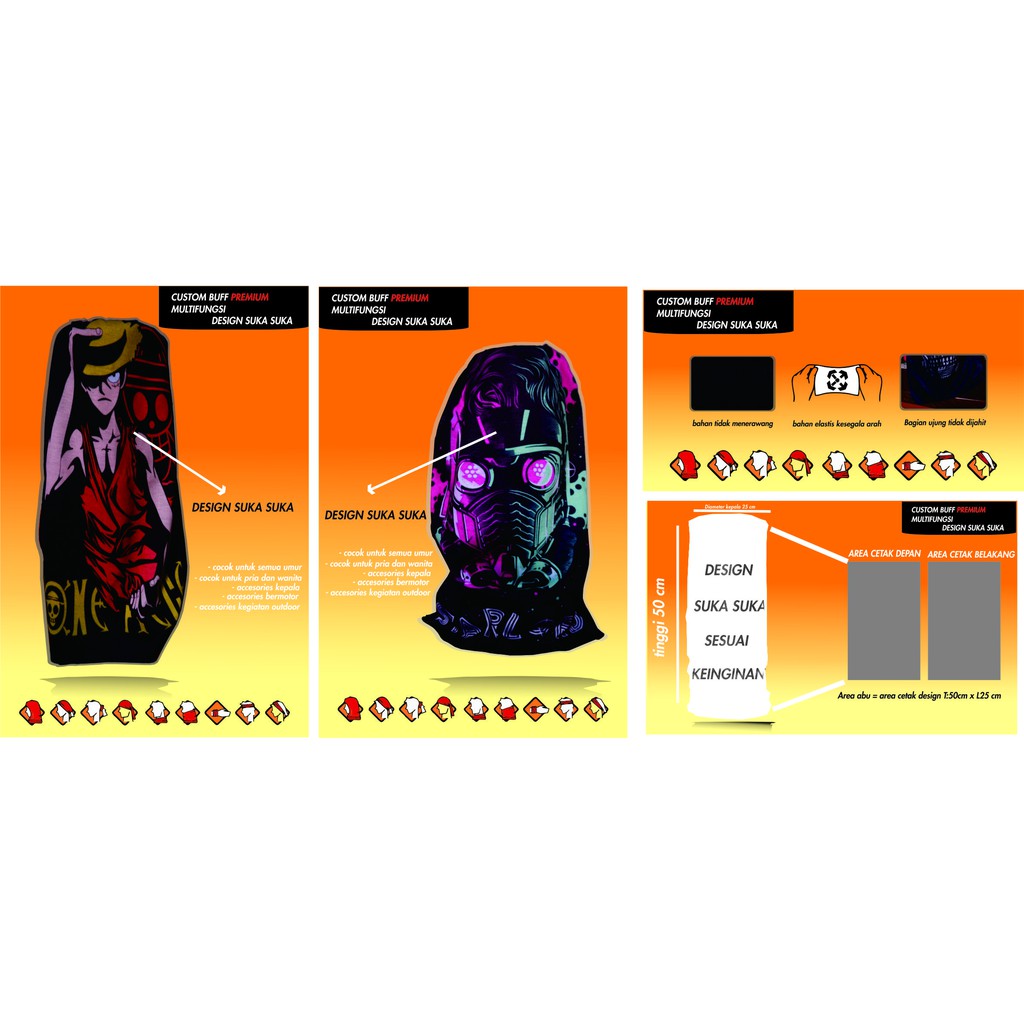 [satuan] CUSTOM BUFF PREMIUM MICROFIBER Masker Buff Multifungsi MASKER BANDANA Printing