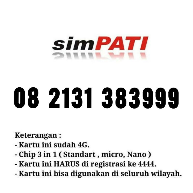 combo sakti nomor cantik telkomsel simpati triple 999 angka rapi 08 2131 383999