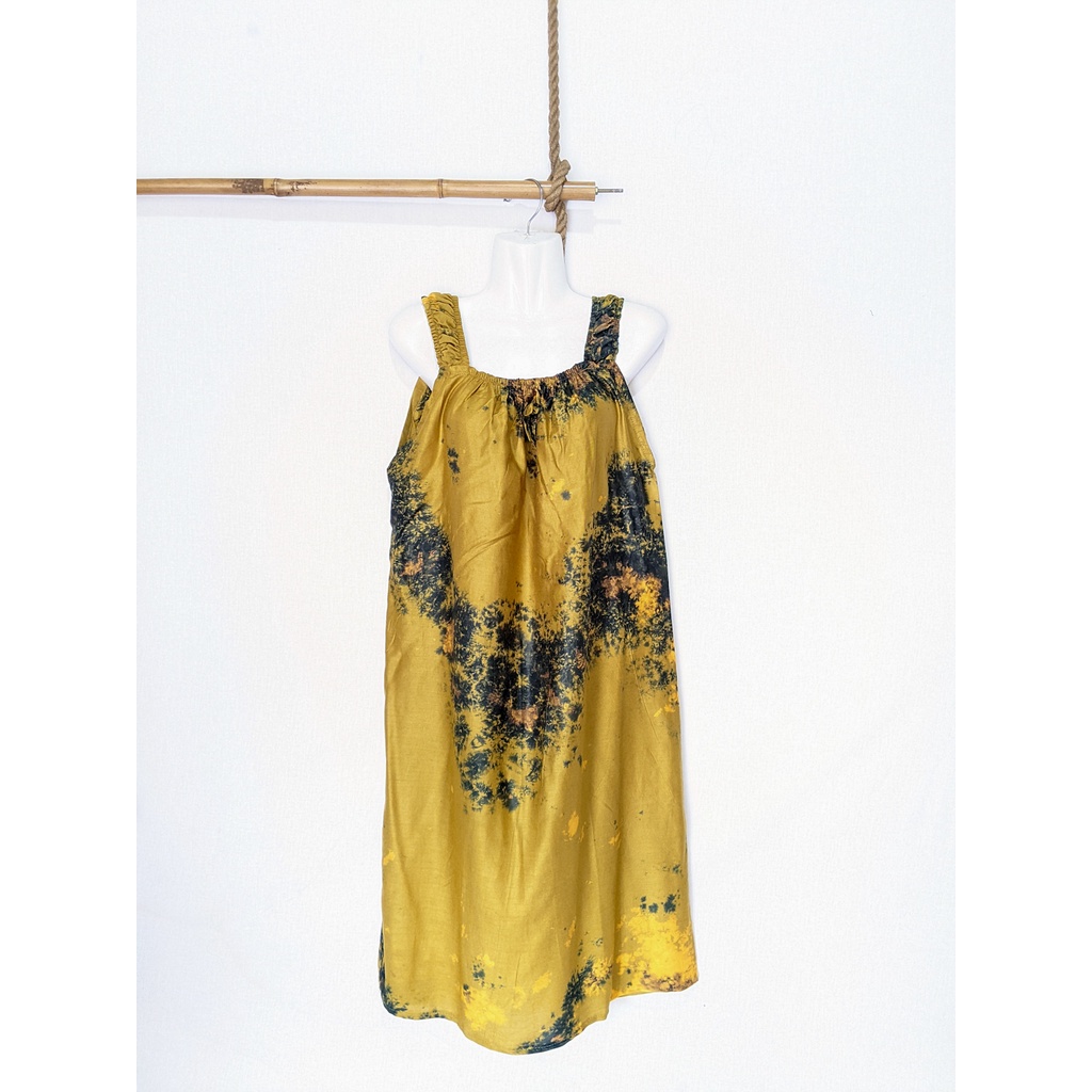 Daster Yukensi Jumbo LD 120 Baju Tidur Tanpa Lengan Tali Satu Kimono Sleepwear-smoke yellow