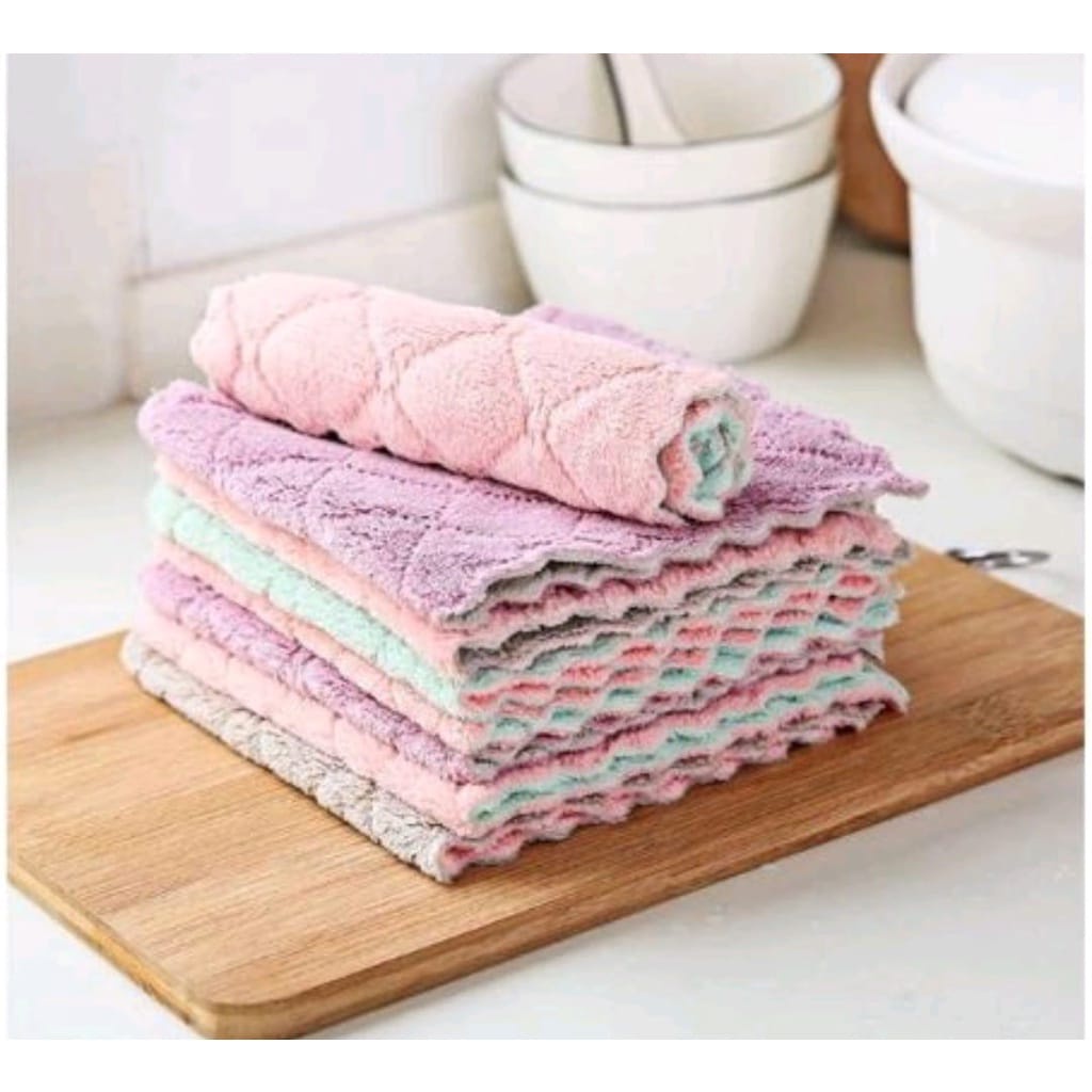 Kain lap piring anti minyak bahan tebal ukuran 25x25 / kain lap mircofiber dapur dap cuci 17x16