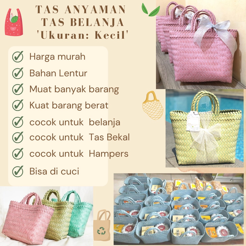 Jual Tas Anyaman Plastik Murah Tas Belanja Pasar Tas Souvenir Keranjang Belanja Bingkisan 0599