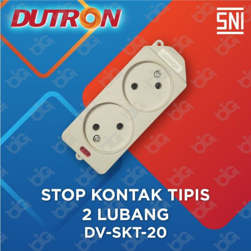 STOP KONTAK TIPIS 2 LUBANG DUTRON DV-SKT-20 COLOK COLOKAN SAMBUNGAN LISTRIK KUNINGAN ASLI 2LUBANG TANPA KABEL