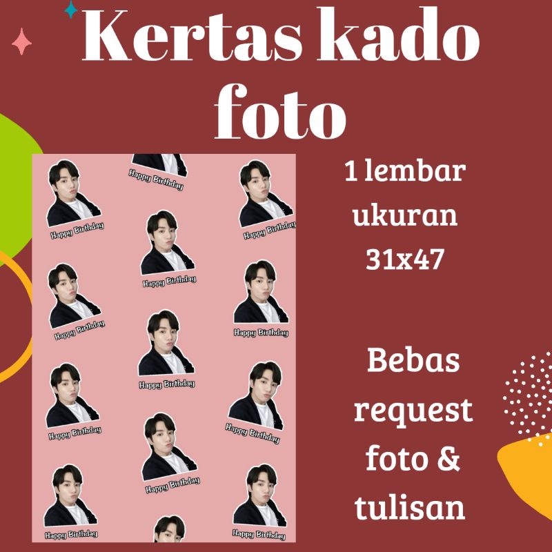 

kertas kado custom foto dan tulisan