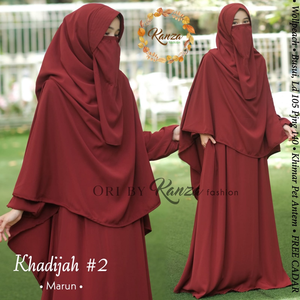 KHADIJAH SYARI GAMIS muslim polos plus cadar original produk by kanza fashion