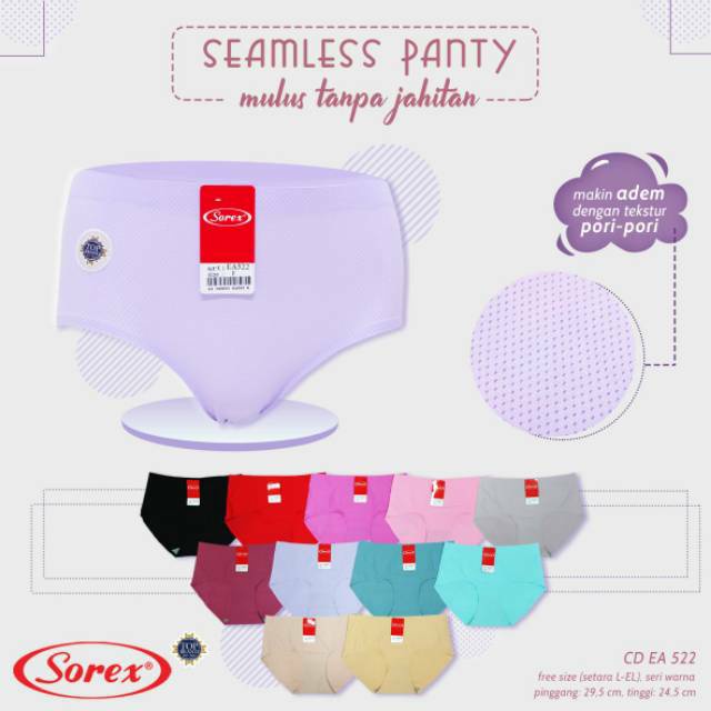 CD SEAMLESS &amp; SOFT SOREX EA 522 ch celana dalam ANTI NYEPLAK cewe Tanpa jahitan Pinggir