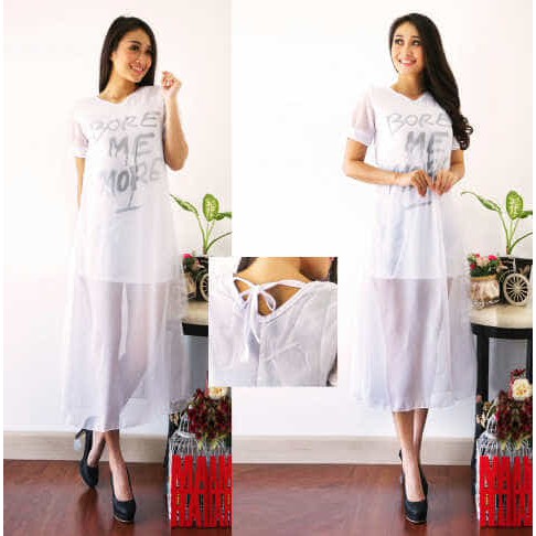 PROMO HEMAT [Longdress Morie FT] dress wanita sifon putih