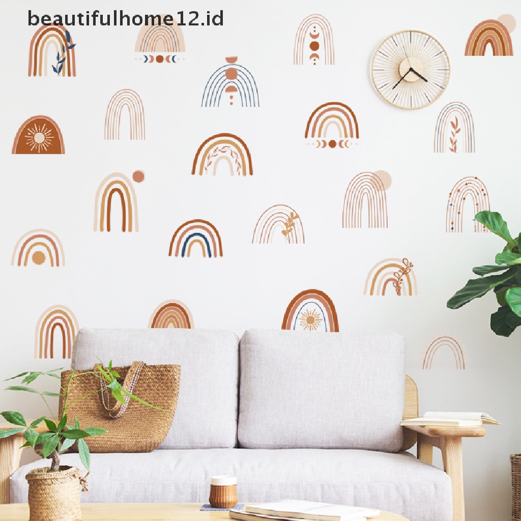 【beautifulhome12.id】 Rainbow Wall Stickers For Kids Rooms Nordic Bohemia Style Decorative Sticker .